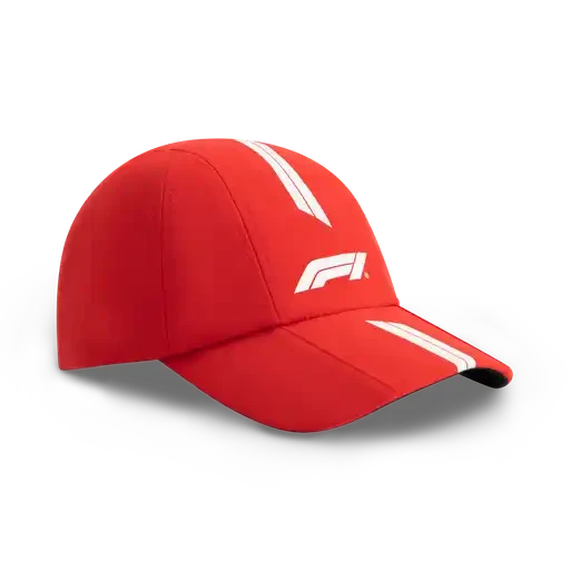 Formula 1 Tech F1 Racing Line Baseball Hat - F1 Hot Red/True Black Hats Formula 1 