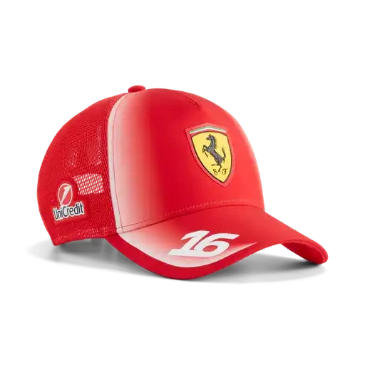 Scuderia Ferrari F1 2026 Charles Leclerc Team Trucker Hat - Puma Red Hats Scuderia Ferrari 