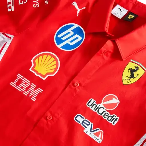 Scuderia Ferrari F1 2026 Men's Team Button Down Shirt - Puma Red Shirts Scuderia Ferrari 