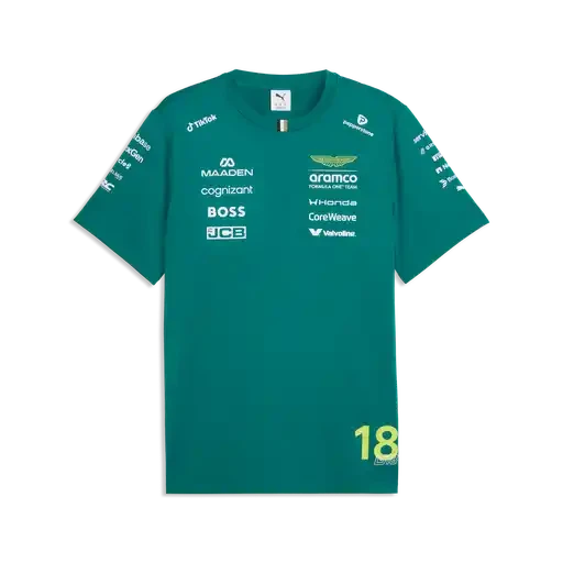 Aston Martin F1 2026 Men's Lance Stroll Team T-Shirt - Green Lux