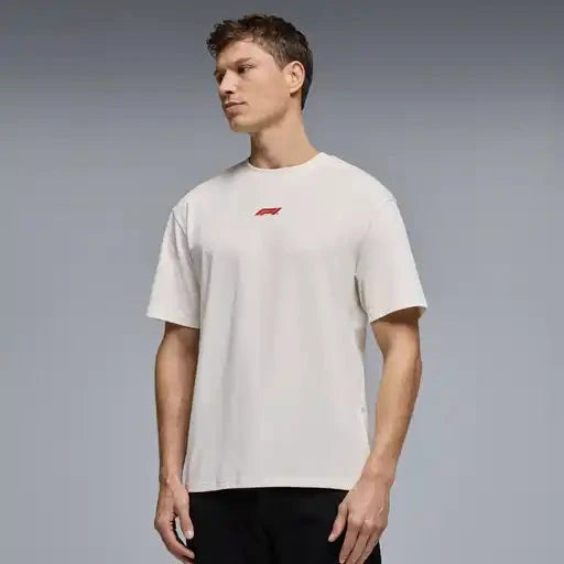 Formula 1 Tech Racing Line T-Shirt - Cloud Dancer/F1 Hot Red/True Black T-shirts Formula 1 