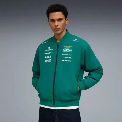 アストンマーティン アラムコ F1チーム ボンバージャケット 2026 Aston Martin F1 2026 Team Bomber Jacket - Green Lux – CMC Motorsports®