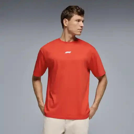 Formula 1 Tech Racing Line T-Shirt - Cloud Dancer/F1 Hot Red/True Black T-shirts Formula 1 