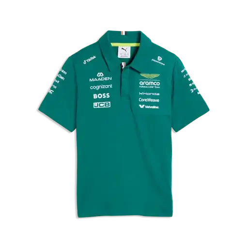 Aston Martin F1 2026 Kids Team Polo Shirt - Youth Green Lux Polos Aston Martin F1 
