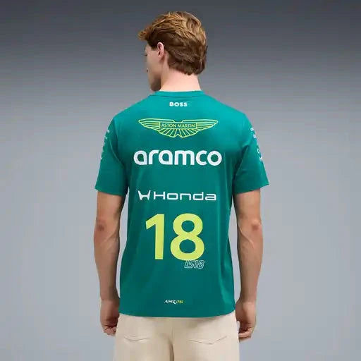 Aston Martin F1 2026 Men's Lance Stroll Team T-Shirt - Green Lux
