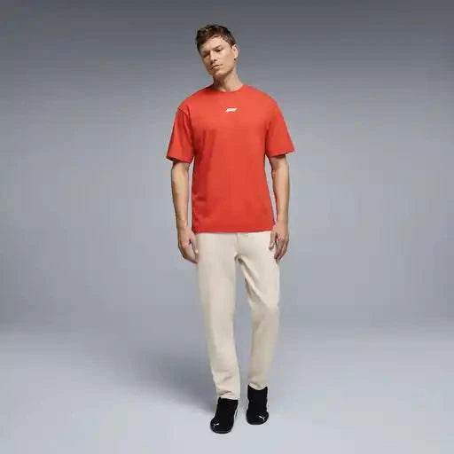 Formula 1 Tech Racing Line T-Shirt - Cloud Dancer/F1 Hot Red/True Black T-shirts Formula 1 