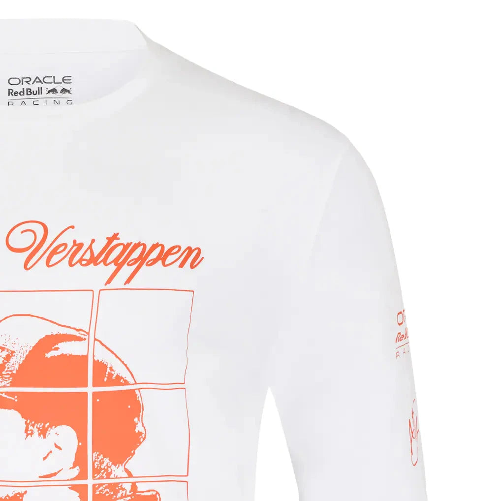 Red Bull Racing F1 Max Verstappen Long Sleeve Puzzle T-Shirt - White T-shirts Red Bull Racing 