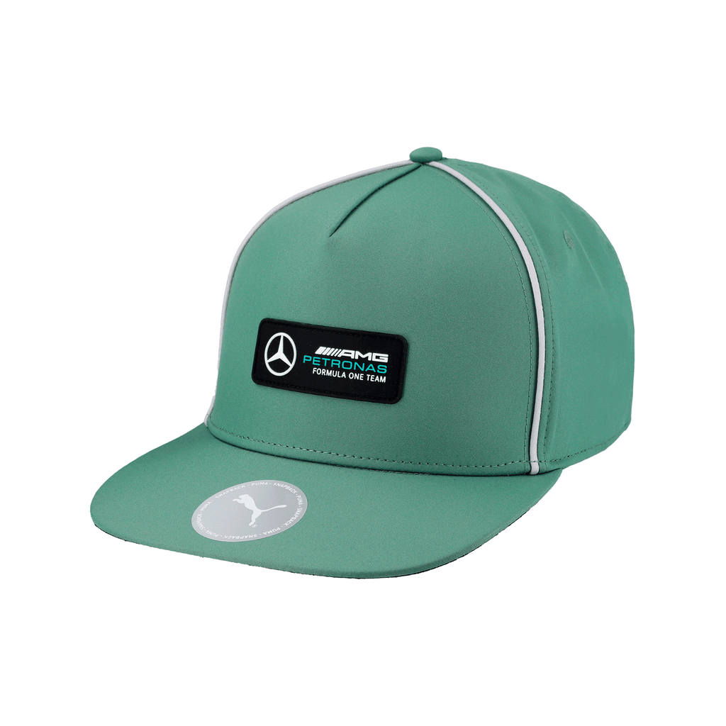 Mercedes Benz AMG Petronas F1 Puma Flat Brim Hat - Silver/Green Hats Mercedes AMG Petronas Green 