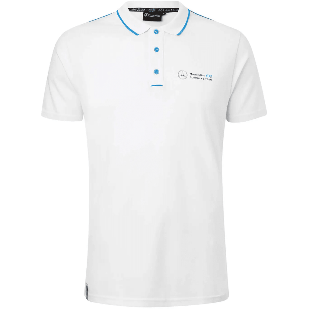 Mercedes-EQ Formula E Women's Buttoned Polo Shirt - Black/White Polos White Smoke