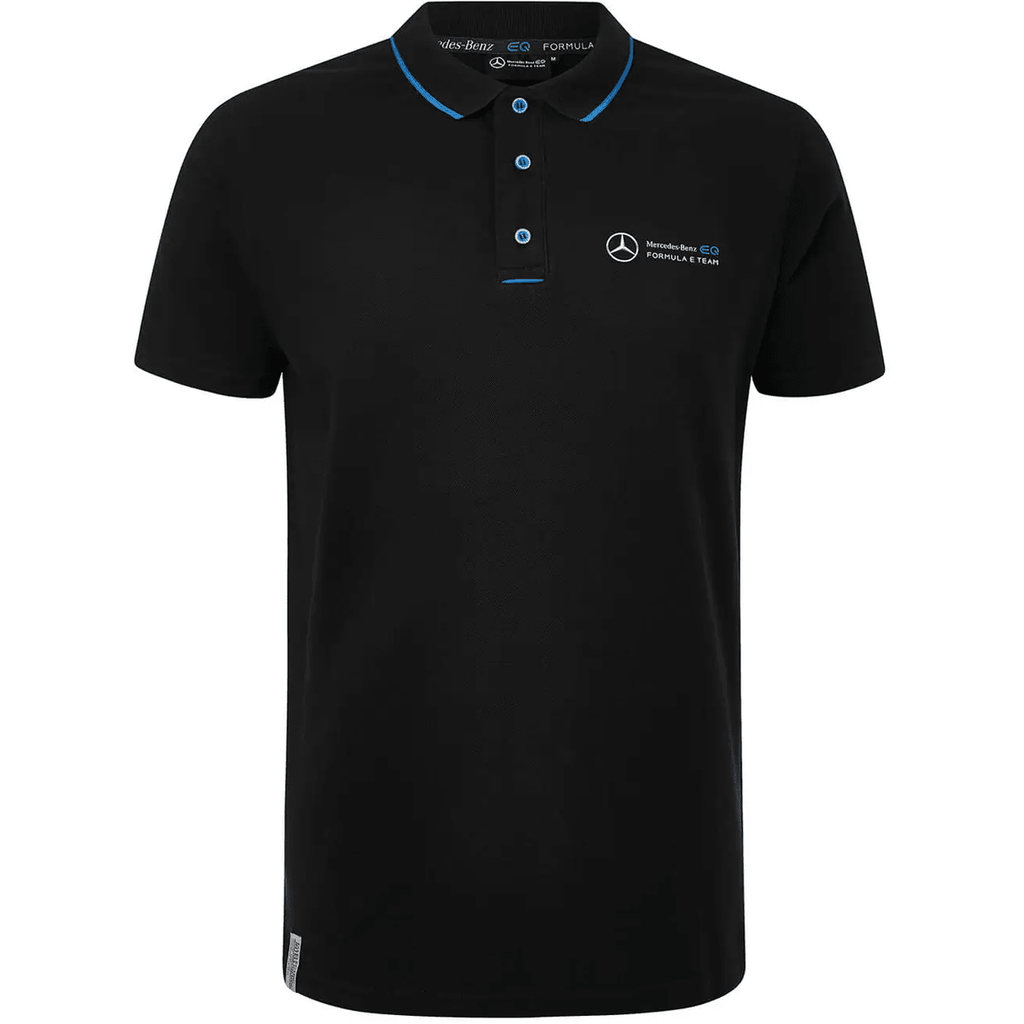Mercedes-EQ Formula E Women's Buttoned Polo Shirt - Black/White Polos Black