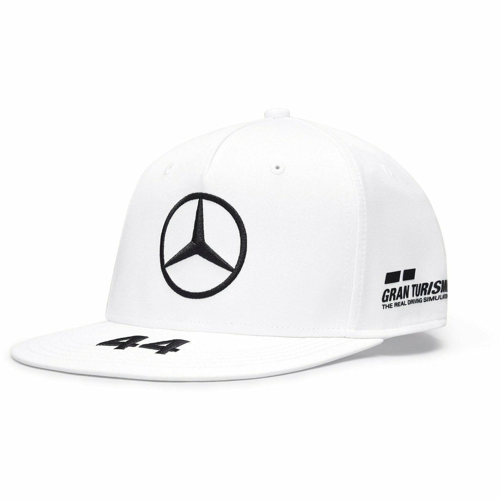 Mercedes Benz AMG Petronas F1 2021 Lewis Hamilton Flatbrim Hat Black/White Hats White Smoke