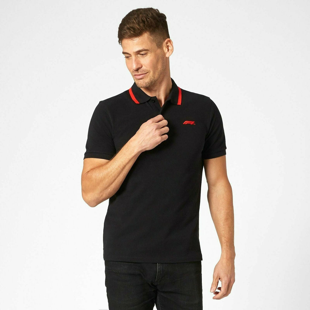 Formula 1 Tech Collection F1 Men's Small Logo Pique Polo Black/White Polos White Smoke