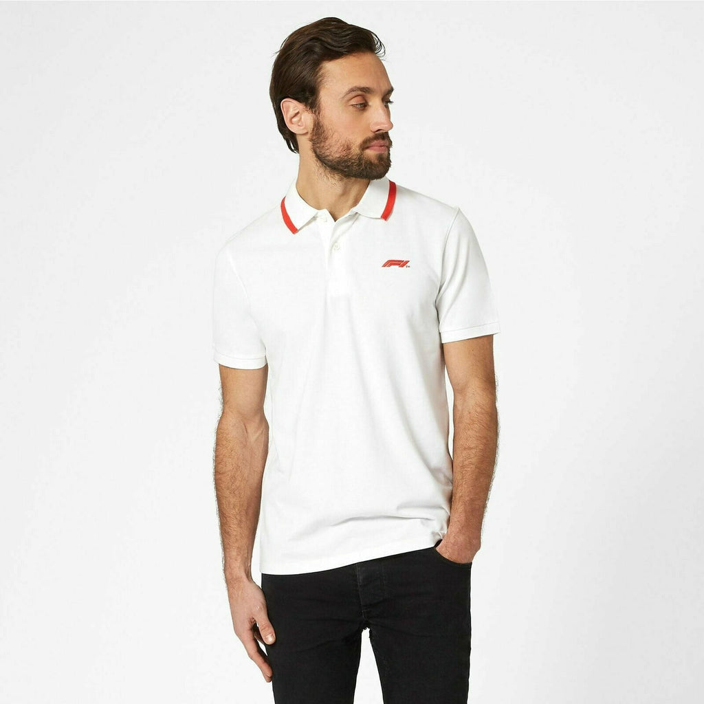 Formula 1 Tech Collection F1 Men's Small Logo Pique Polo Black/White Polos White Smoke
