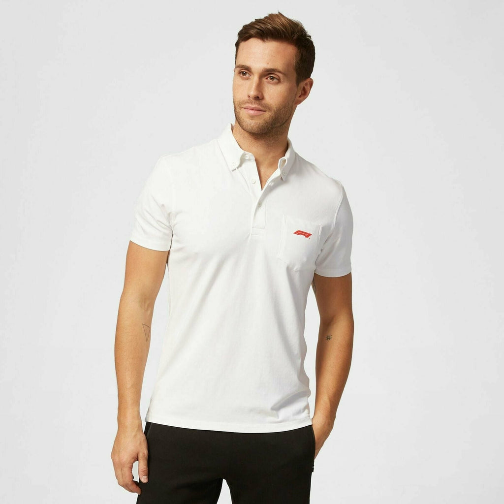 Formula 1 Tech Collection F1 Men's Small Logo Jersey Polo - Black/White Polos Beige