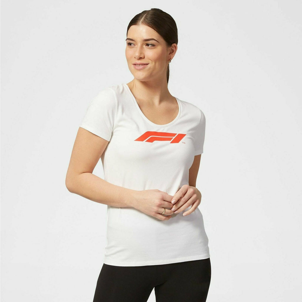 Formula 1 Tech Collection F1 Women's Large Logo T-Shirt White/Red/Black T-shirts Beige