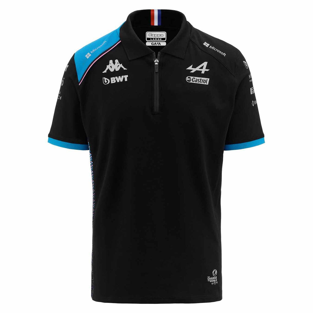 Alpine Racing F1 2023 Men's Team Polo Shirt - Black/White/Blue Polos Alpine S Black 
