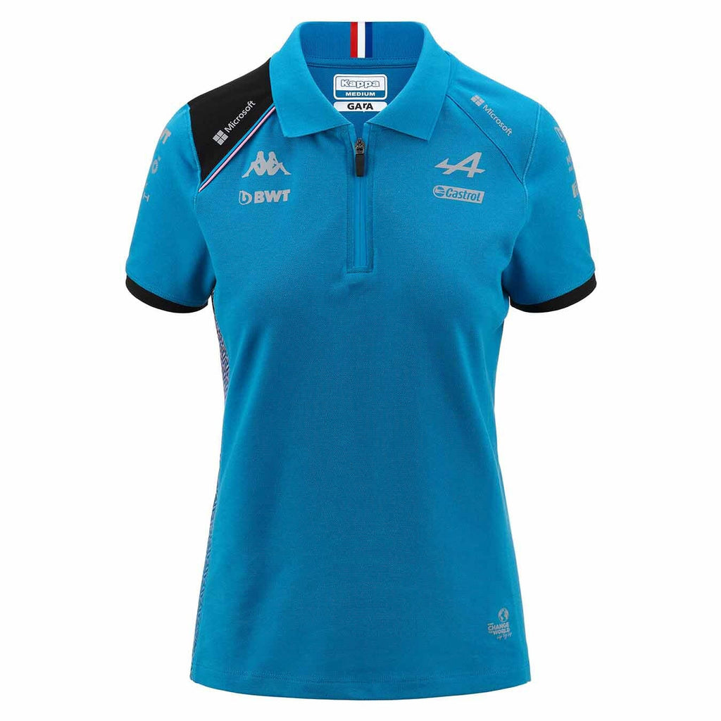 Alpine Racing F1 2023 Women's Team Polo Shirt- Black/White/Blue Polos Alpine XS Blue 