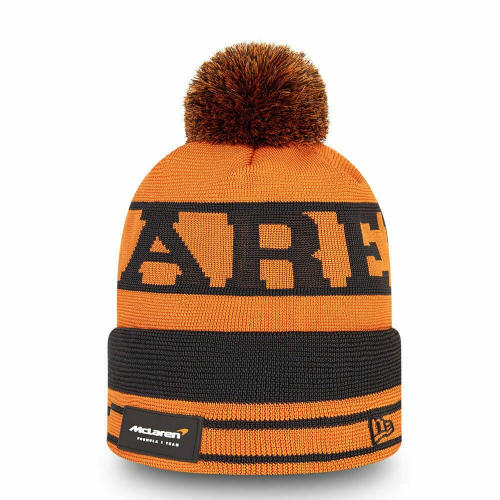 McLaren F1 New Era Team Daniel Ricciardo Bobble Cuff Beanie- Papaya Hats Black