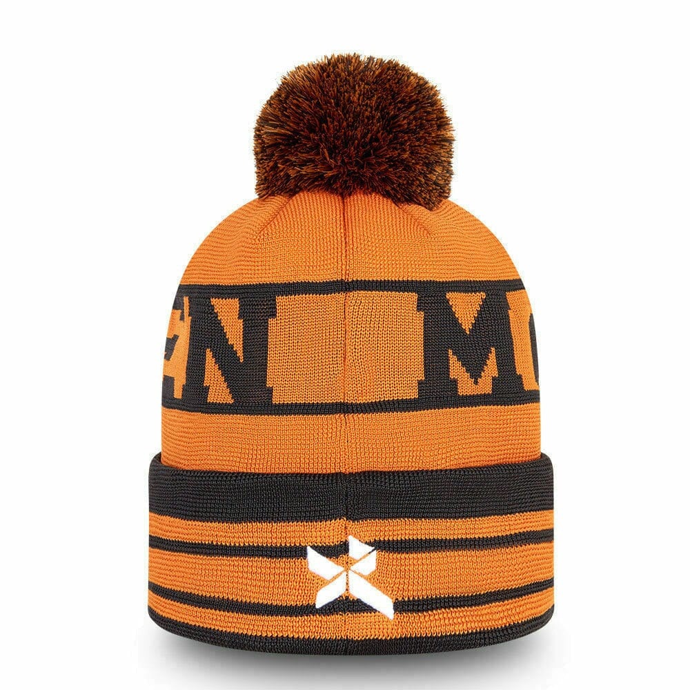 McLaren F1 New Era Team Daniel Ricciardo Bobble Cuff Beanie- Papaya Hats Dark Slate Gray
