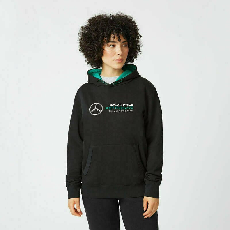 Mercedes Benz AMG Petronas F1 Unisex Logo Hooded Sweatshirt -Black/Gray Hoodies Dark Slate Gray