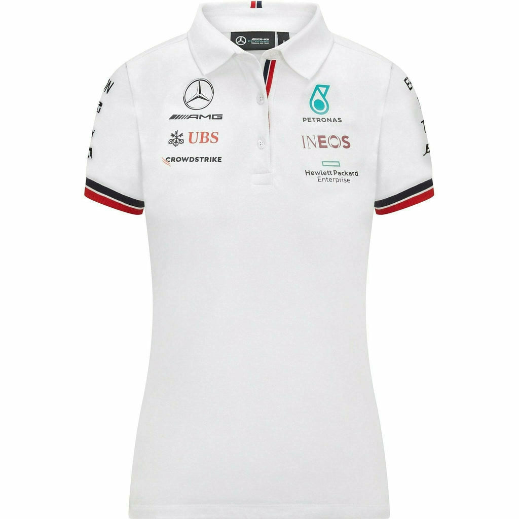 Mercedes Benz AMG Petronas F1 Women's 2021 Team Polo Shirt-Black/White Polos Lavender