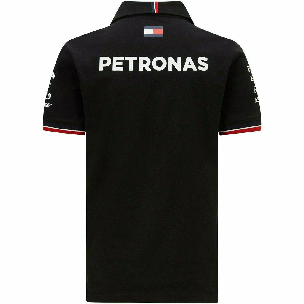 Mercedes Benz AMG Petronas F1 Men's 2021 Team Polo Shirt-Black/White Polos Black