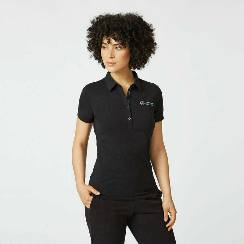 Mercedes Benz AMG Petronas F1 Women's Classic Polo Shirt -Black Polos Black