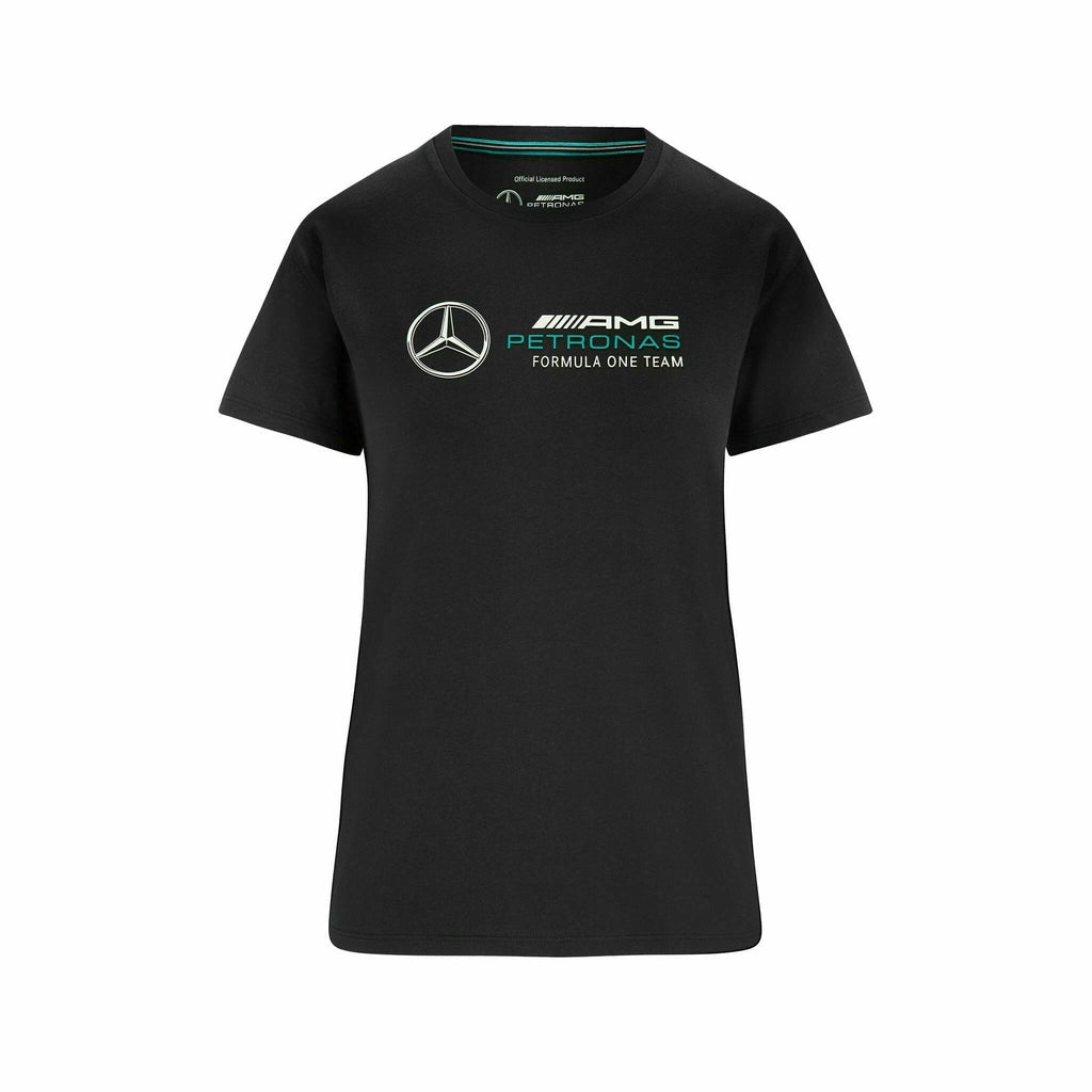 Mercedes Benz AMG Petronas F1 Women's Large Logo T-Shirt -Black/White T-shirts Dark Slate Gray