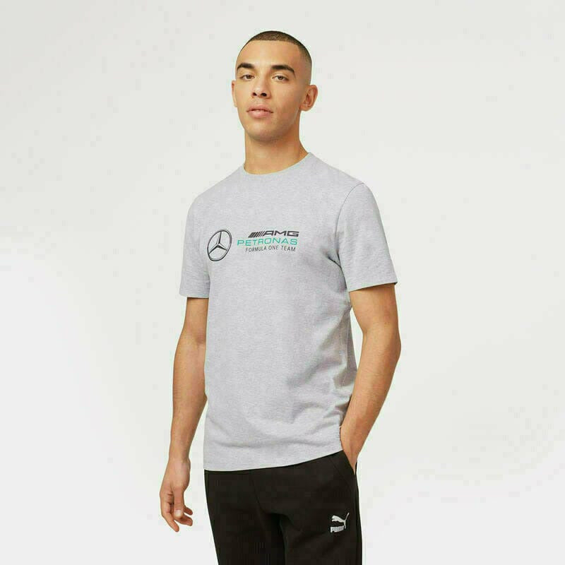 Mercedes Benz AMG Petronas F1 Unisex Large Logo T-Shirt - Black/Gray/White T-shirts Antique White