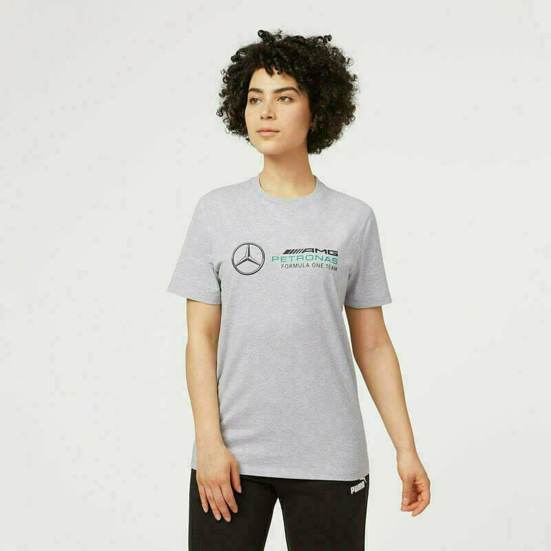Mercedes Benz AMG Petronas F1 Unisex Large Logo T-Shirt - Black/Gray/White T-shirts Light Gray