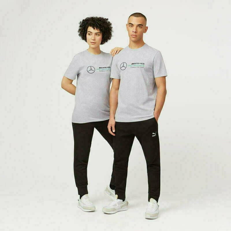 Mercedes Benz AMG Petronas F1 Unisex Large Logo T-Shirt - Black/Gray/White T-shirts Light Gray