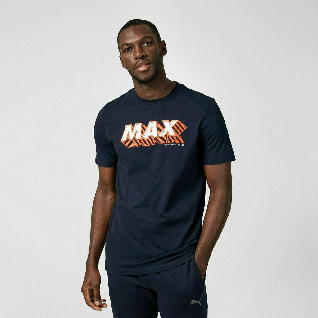 Red Bull Racing F1 Men's Max Verstappen Graphic T-Shirt- Navy T-shirts Light Gray