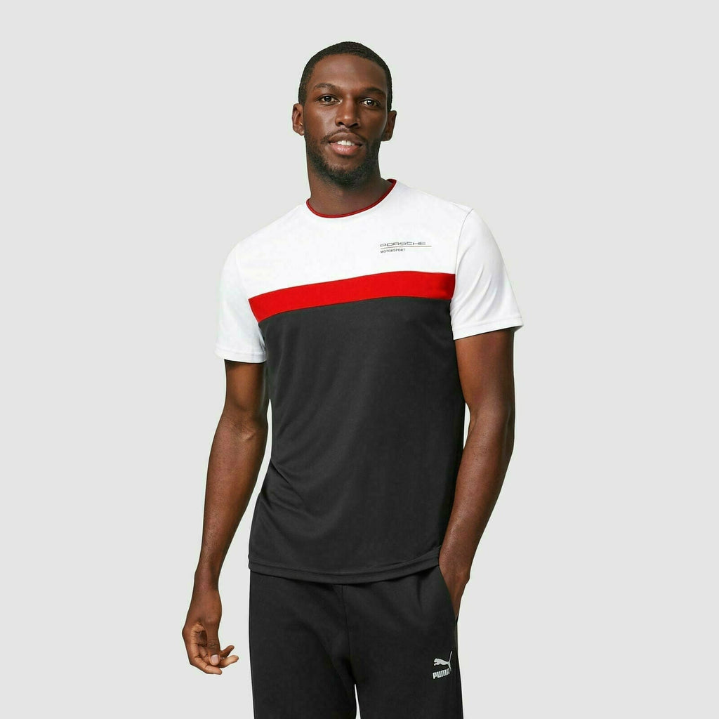 Porsche Motorsport Men's Color Block T-Shirt- Black T-shirts Dark Slate Gray