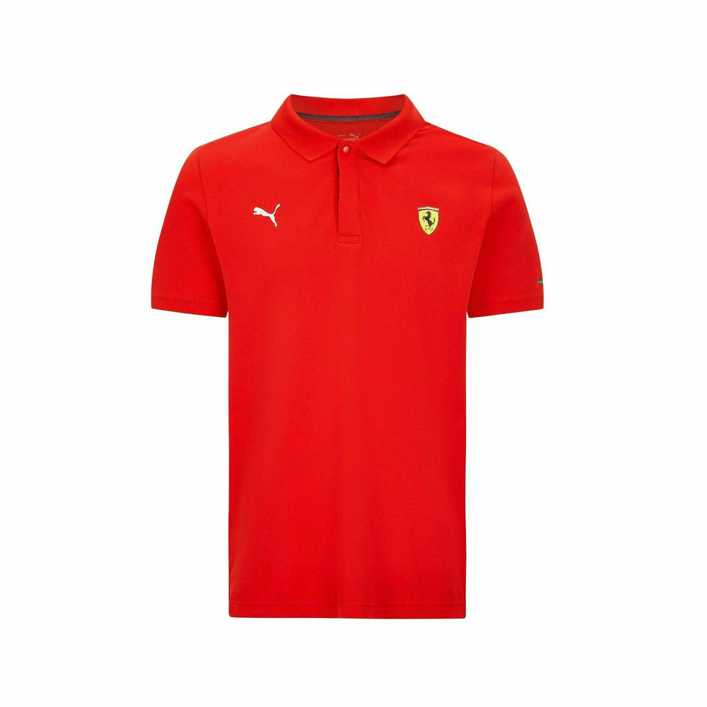 Scuderia Ferrari Men's Puma Small Shield Logo Polo Shirt-Red/Black Polos Red
