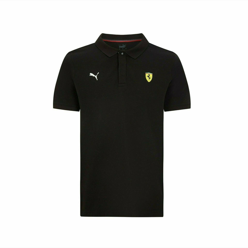 Scuderia Ferrari Men's Puma Small Shield Logo Polo Shirt-Red/Black Polos Black