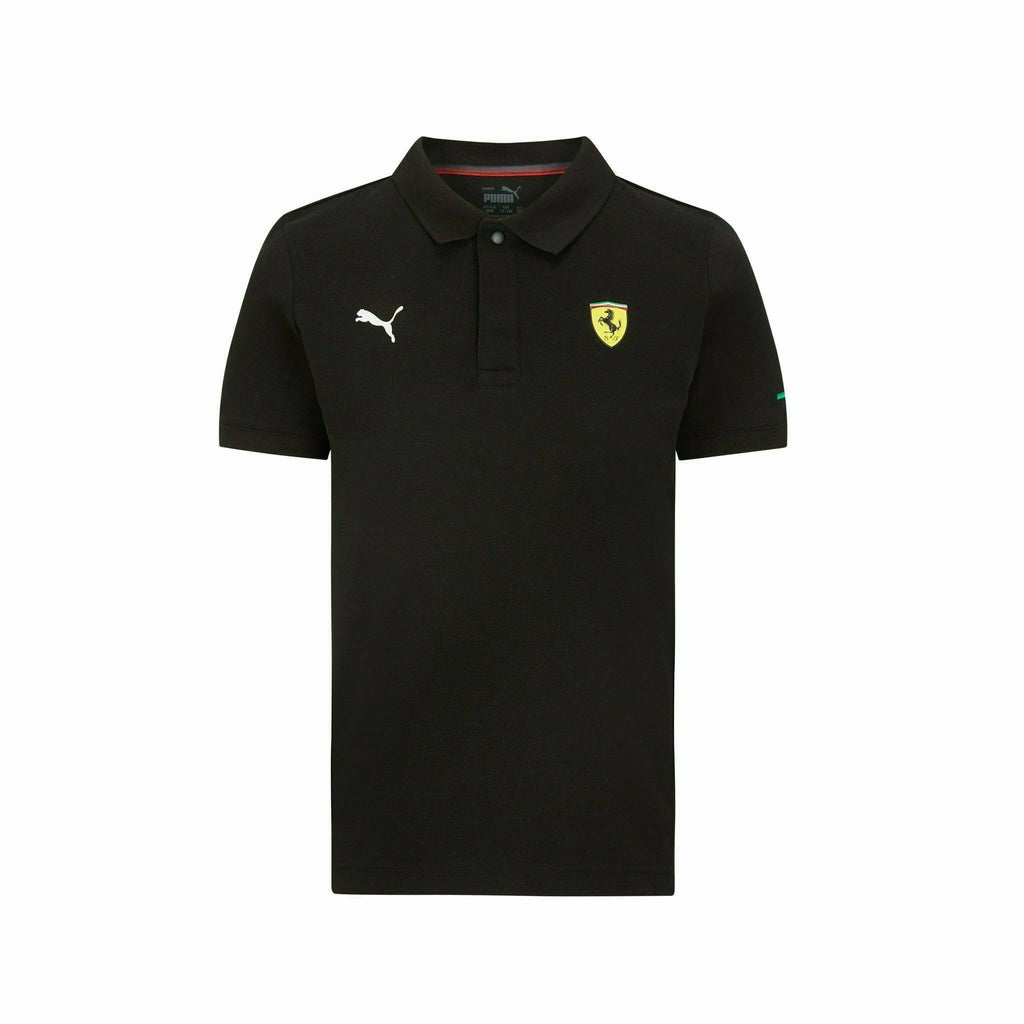 Scuderia Ferrari Kids Puma Small Logo Polo Shirt- Youth Red/Black Polos Black