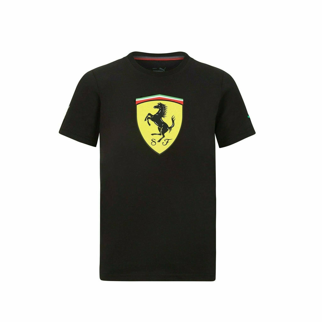 Scuderia Ferrari Kids Puma Large Shield Logo T-Shirt- Youth Red/Black T-shirts Black