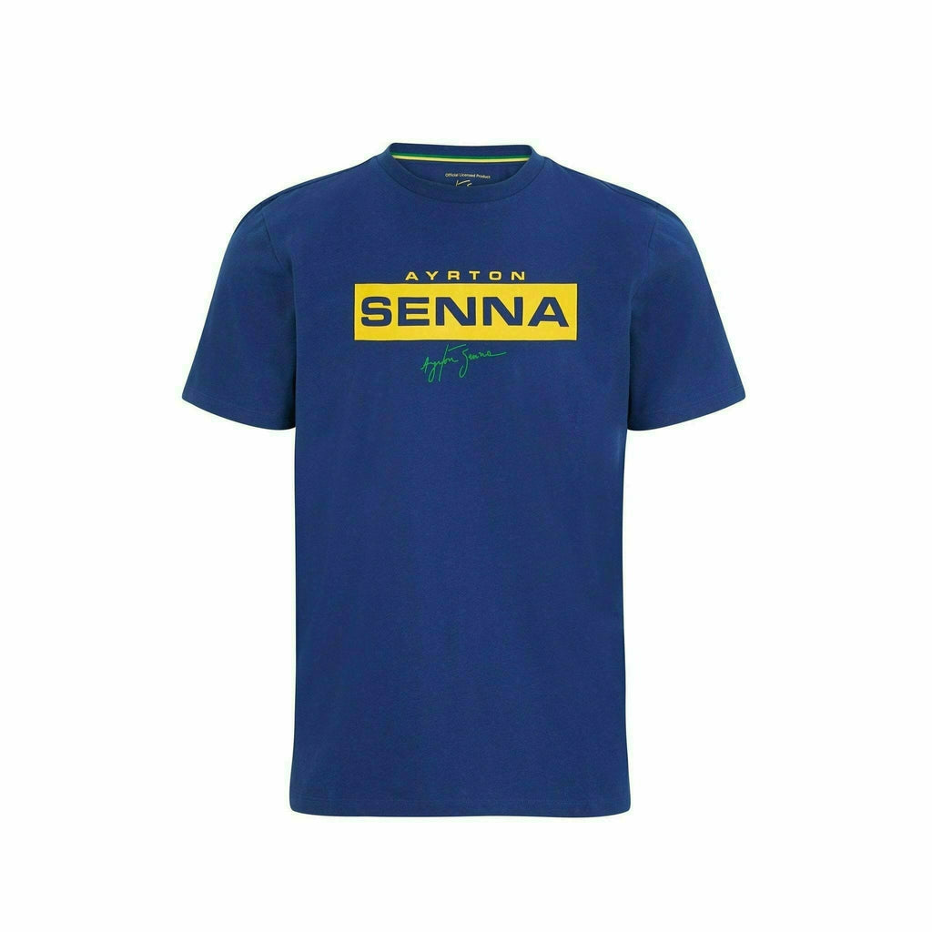 Ayrton Senna Fanwear Logo T-Shirt - Navy/Green/Yellow T-shirts Midnight Blue