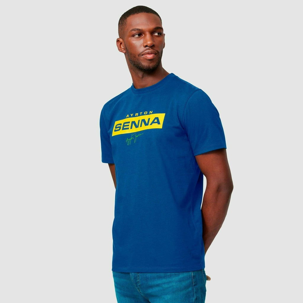 Ayrton Senna Fanwear Logo T-Shirt - Navy/Green/Yellow T-shirts Midnight Blue