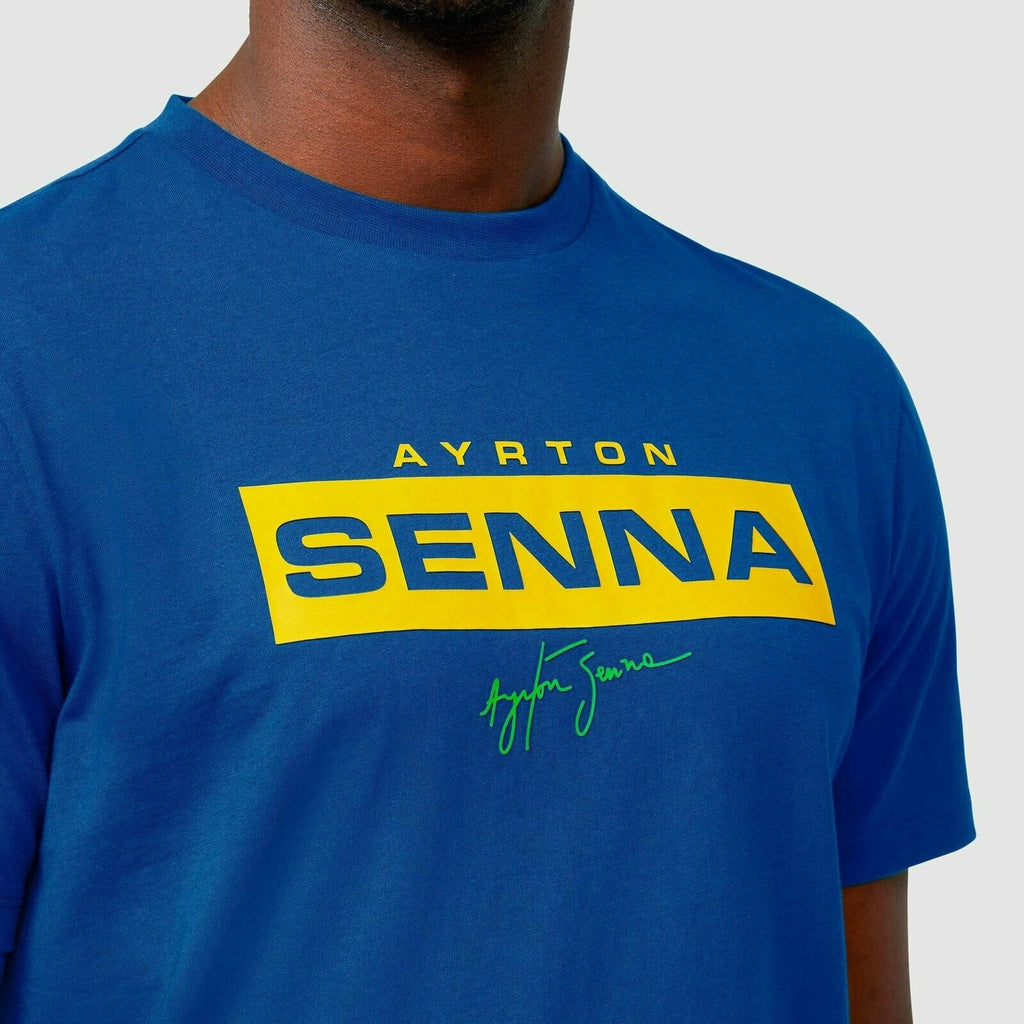 Ayrton Senna Fanwear Logo T-Shirt - Navy/Green/Yellow T-shirts Wheat