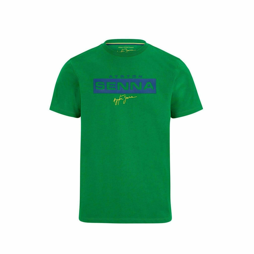 Ayrton Senna Fanwear Logo T-Shirt - Navy/Green/Yellow T-shirts Forest Green