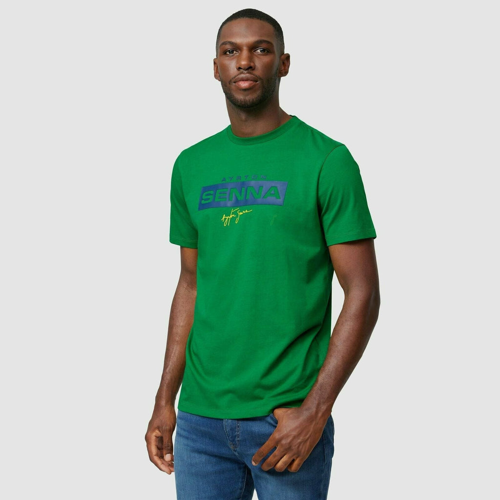 Ayrton Senna Fanwear Logo T-Shirt - Navy/Green/Yellow T-shirts Dark Slate Gray