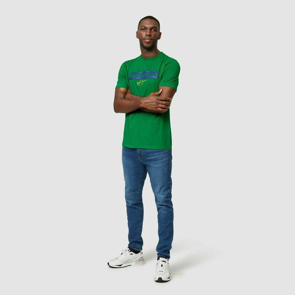Ayrton Senna Fanwear Logo T-Shirt - Navy/Green/Yellow T-shirts Lavender