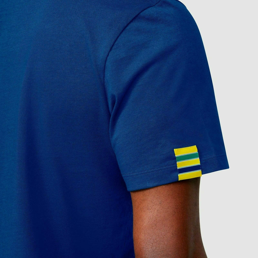 Ayrton Senna Men's Fanwear Flag T-Shirt - Navy T-shirts Midnight Blue
