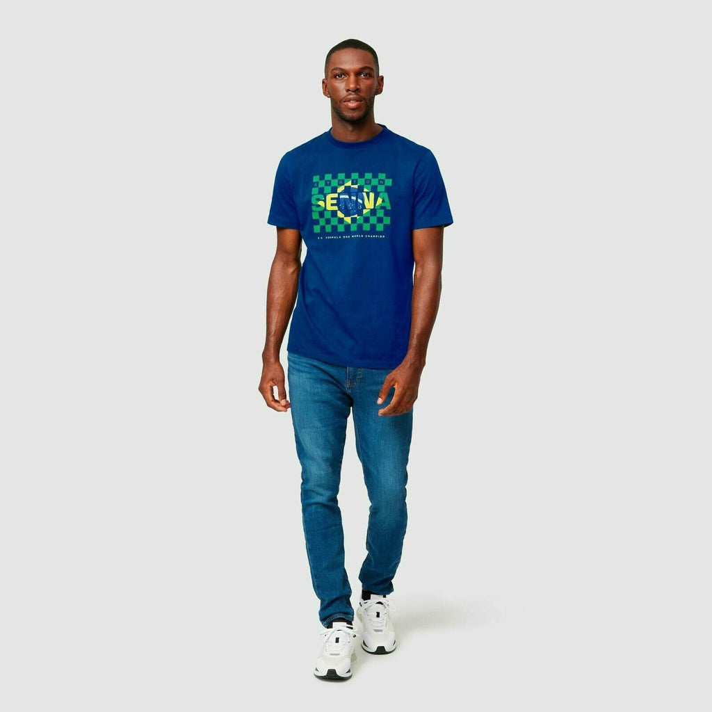 Ayrton Senna Men's Fanwear Flag T-Shirt - Navy T-shirts Lavender