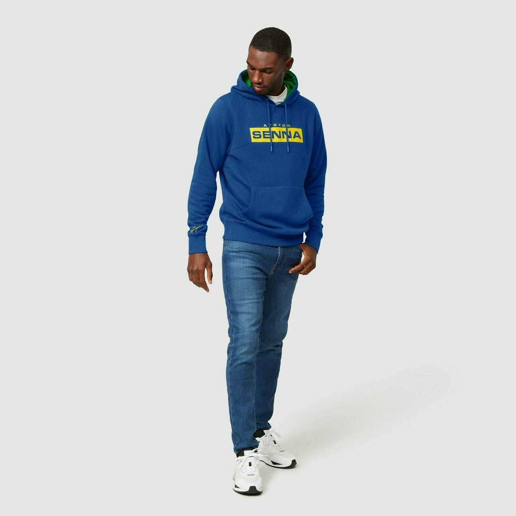 Ayrton Senna Men's Fanwear Logo Hoody- Navy Hoodies Lavender