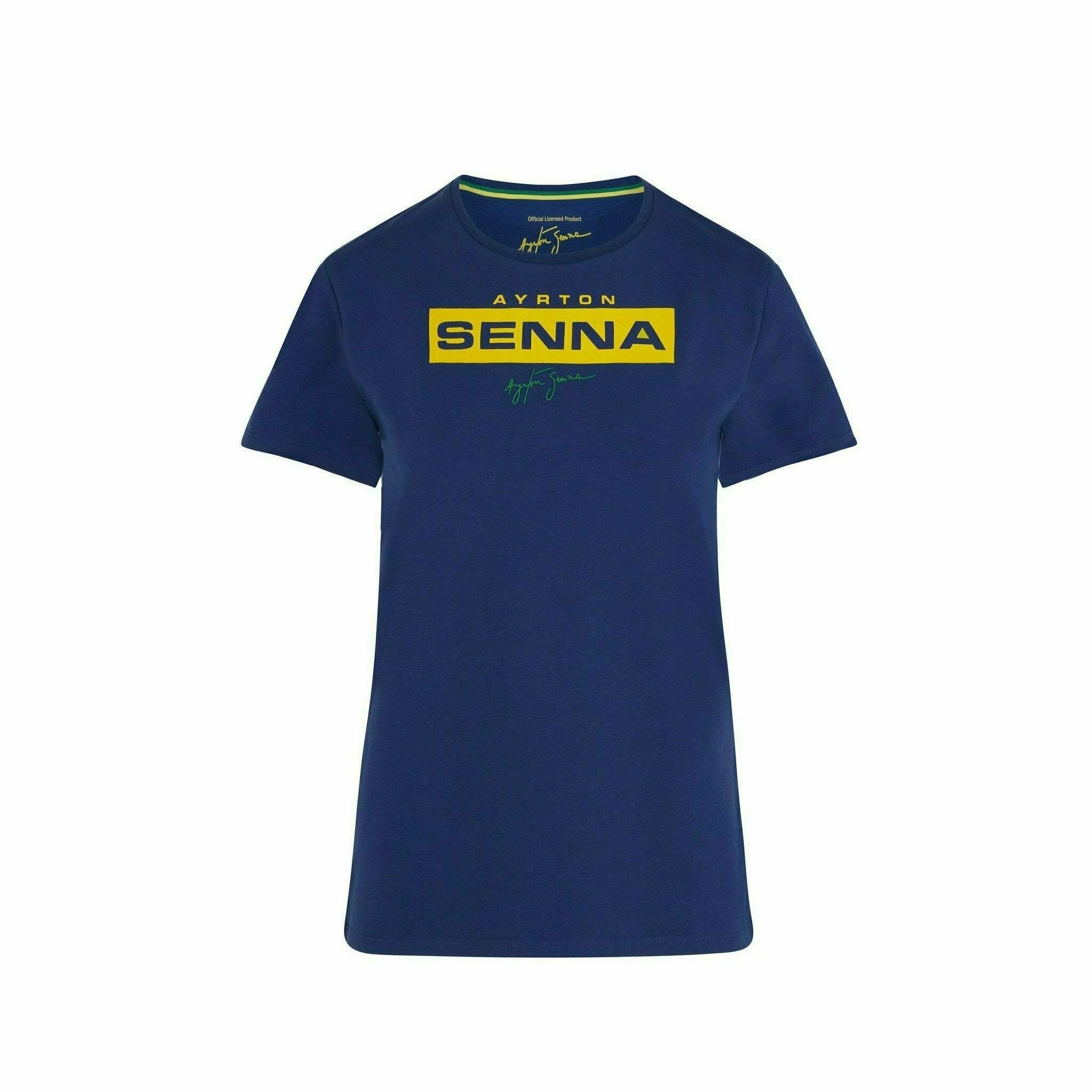 Ayrton Senna Women's Fanwear Logo T-Shirt- Navy T-shirts Midnight Blue