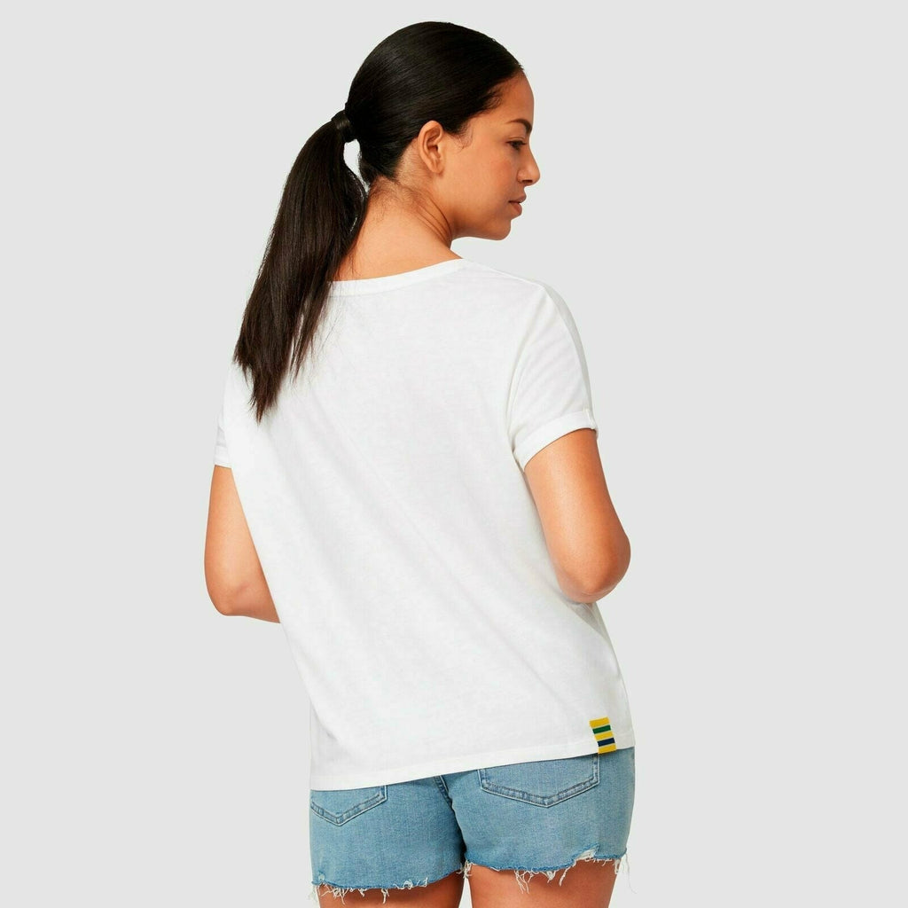 Ayrton Senna Women's Fanwear Flag T-Shirt- White T-shirts Lavender