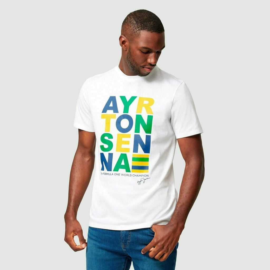 Ayrton Senna Men's Fanwear Graphic T-Shirt- White T-shirts Lavender