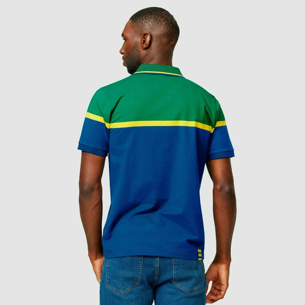 Ayrton Senna Men's Fanwear Strip Polo Shirt- Navy Polos Lavender